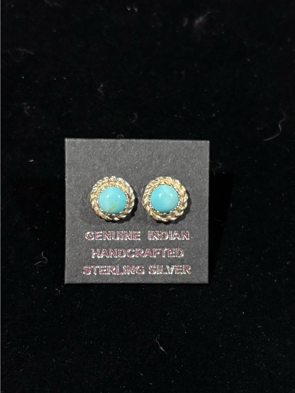 Navajo earrings handmade set in silver with turquoise stones